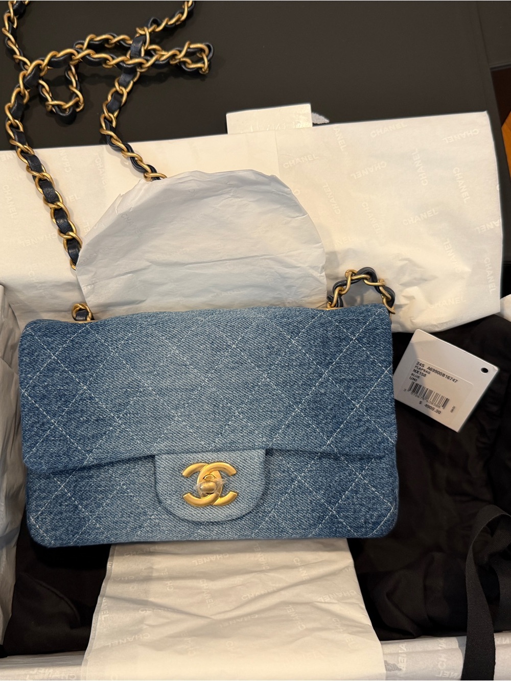 BNIB CHANEL 24S Denim mini flap with Gold Hardware - Picture 7 of 8